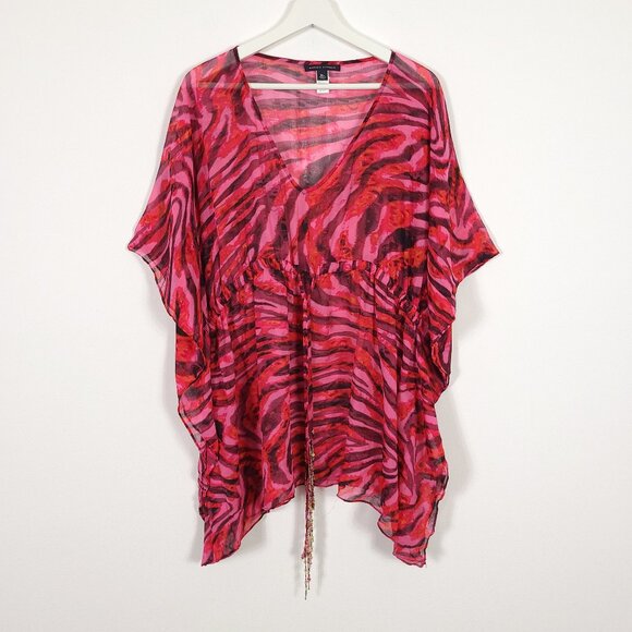 Vintage Banana Republic Silk Sheer Patterned Tunic Top Swim Cover Up - Picture 1 of 8